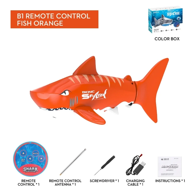 Q0KB RC Pool Toy Remote Control Shark Toy Swimming Pool Fish Toy for Kids Age 6-10 Outdoor Water Toy for 6+ Years Old