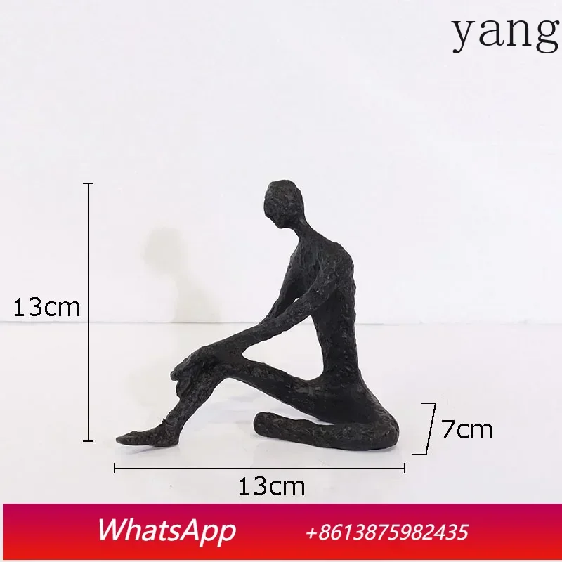 Gymnast Athlete Abstract Figures Statue Desk Decoration Black Character Cast Iron Sculpture Ornaments Modern Home Decor Crafts