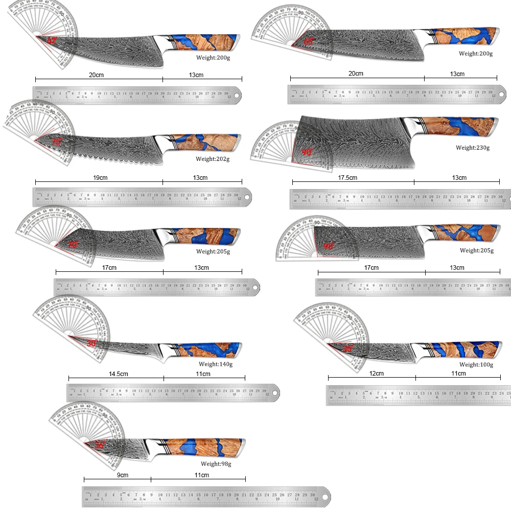 XITUO 1-9 шт. набор японских ножей шеф-повара, дамасские кухонные ножи с 67-слойным стальным лезвием VG10, набор ультра-острых кухонных ножей