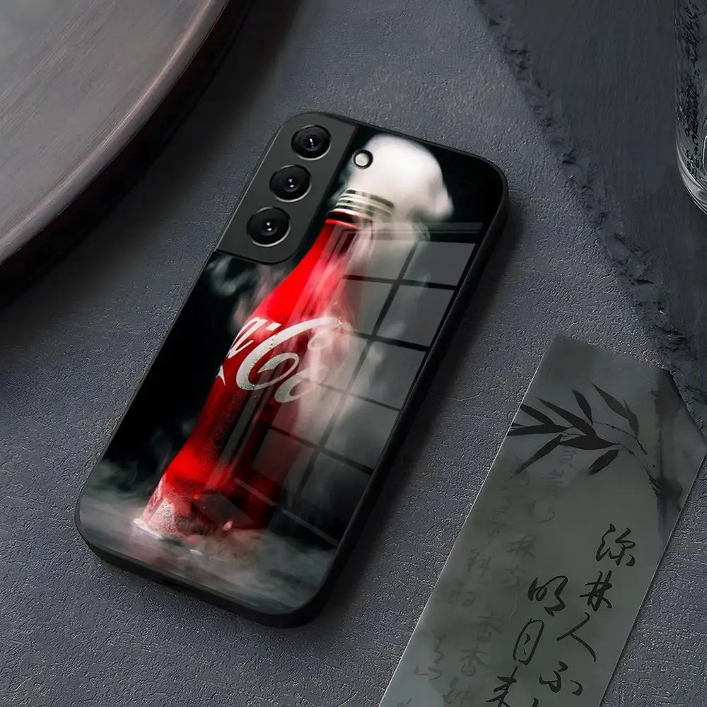 Hot C-Coca Drinks C-Cola Phone Case Glass For Samsung Galaxy S26 S25 S21 S22 S24 S23 S20 Ultra Fe Plus A16 A24 A55 A53 Coque