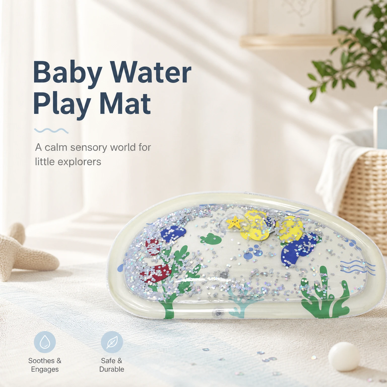 Baby Inflatable Water Play Mat Thickened PVC Tummy Time Sensory Pad Infant Crawling Mat Early Educational Summer Toy