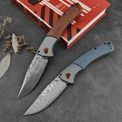 BM 15080 Crooked River Folding Knife Damascus Steel Blade Wood/G10 Handles Outdoor Camping Pocket Knives EDC Tactical Gear Tool