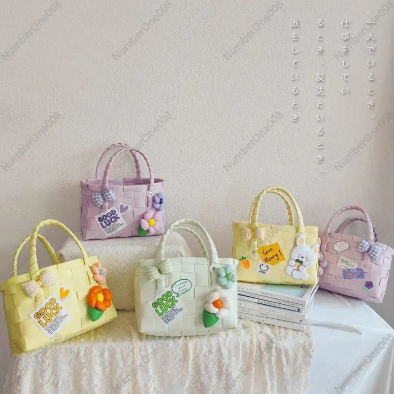 Cesta de Verduras Original Tejida a Mano, Impermeable, Cesta de Picnic, Bolso de Mano para Vacaciones, Cesta de Regalo para Novia, Banquete de Boda