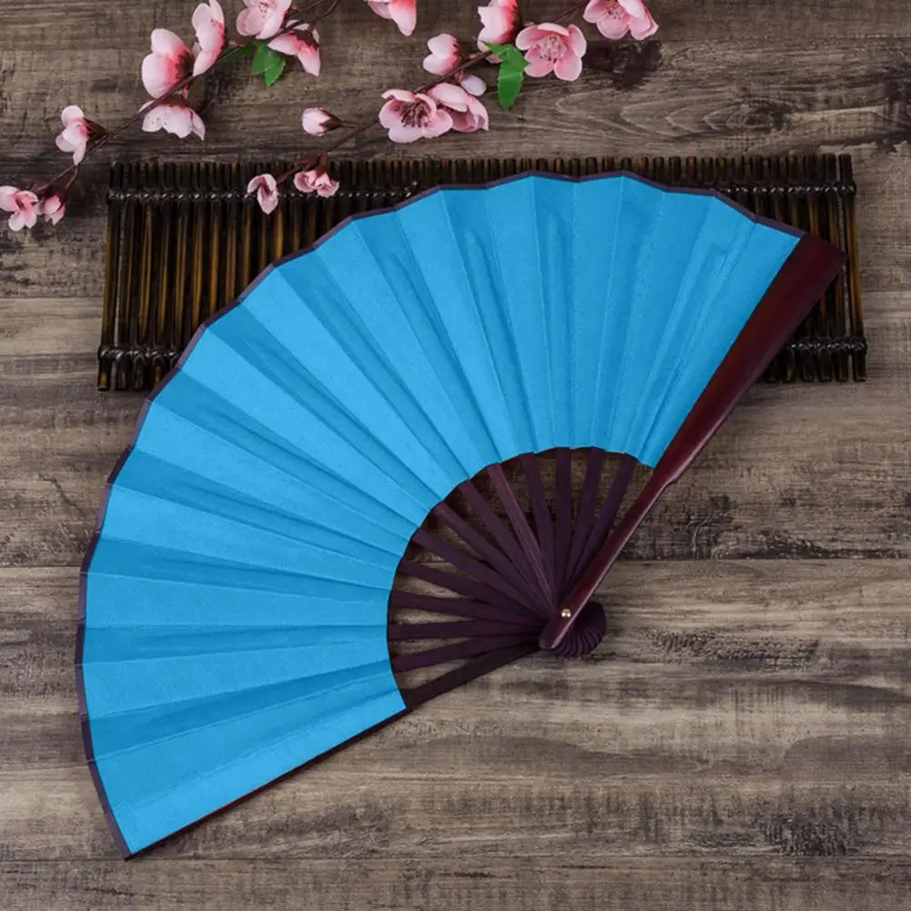 Popular Easy to Carry 10 Inches Faux Silk Cloth Handheld Chinese Fan Anti-broken Bamboo Frame Blank Folding Fan for Party