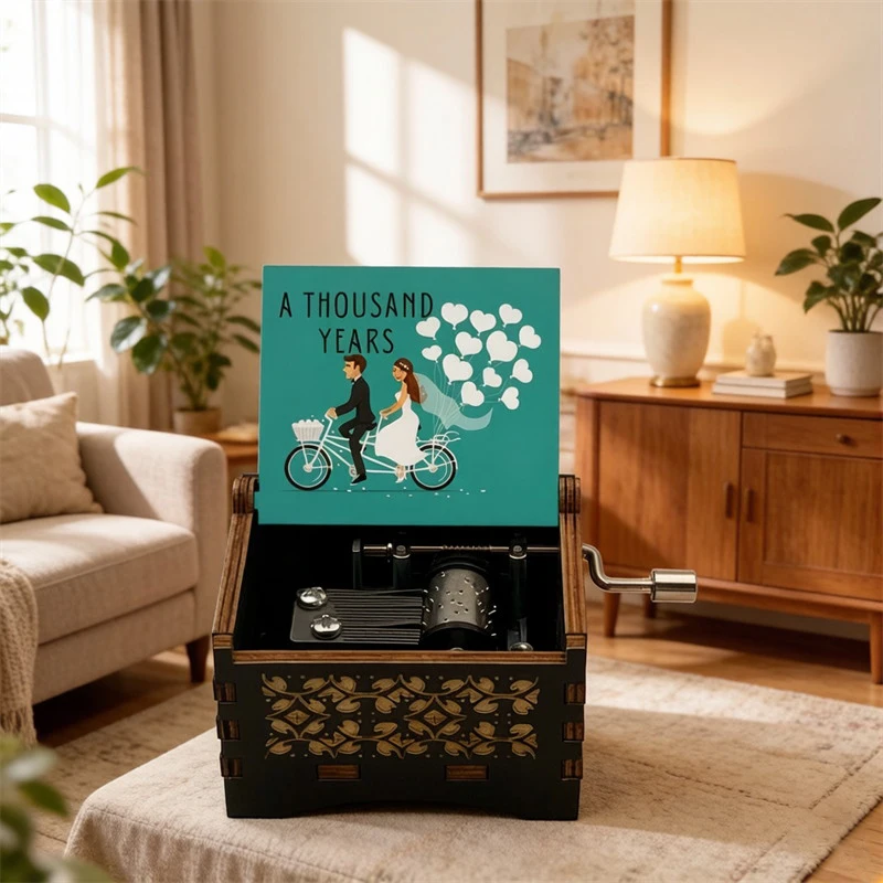 Color Print Movie Music A Thousand Years Music Box Wooden Girlfriend Wife Friend Wedding New Year Christmas Presents Gift