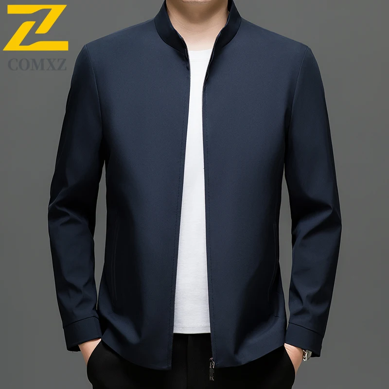 

Mens Stand Collar Jacket Light Luxury Business Casual Coat Premium Lightweight Spring Autumn Comfort Stylish Wear Men Clothing