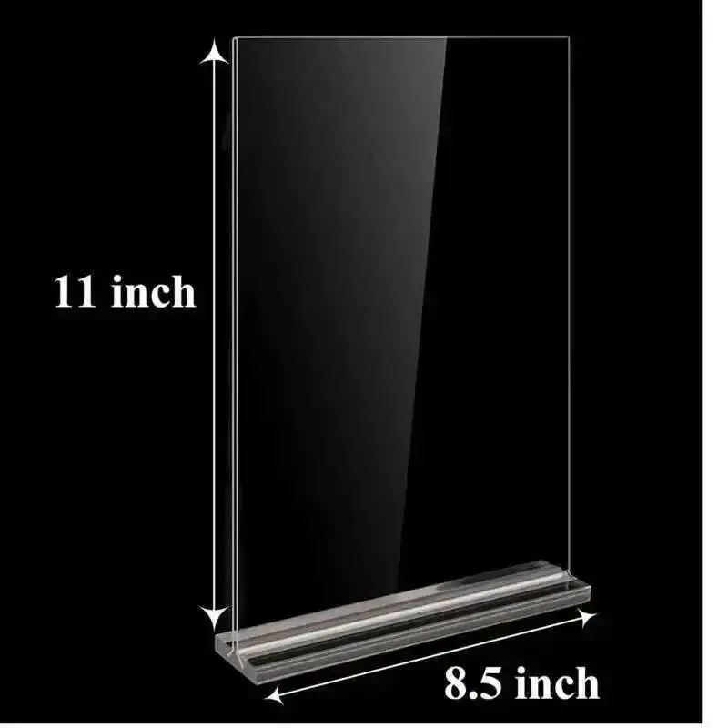 2PC 8.5 X 11 Inches A4 Double-Sided Acrylic Sign Holder Clear Restaurant Desktop Table Menu Paper Holder Display Stand 210x297mm