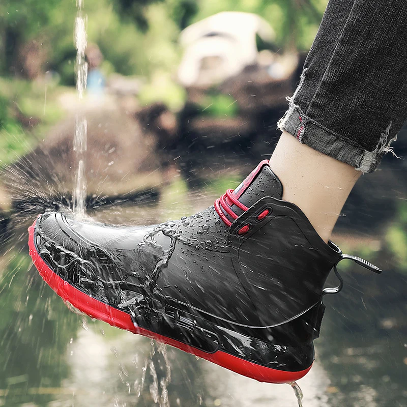 Men's casual rain boots four seasons new anti-slip waterproof outdoor wading fishing water shoes car wash snow kitchen rain shoe