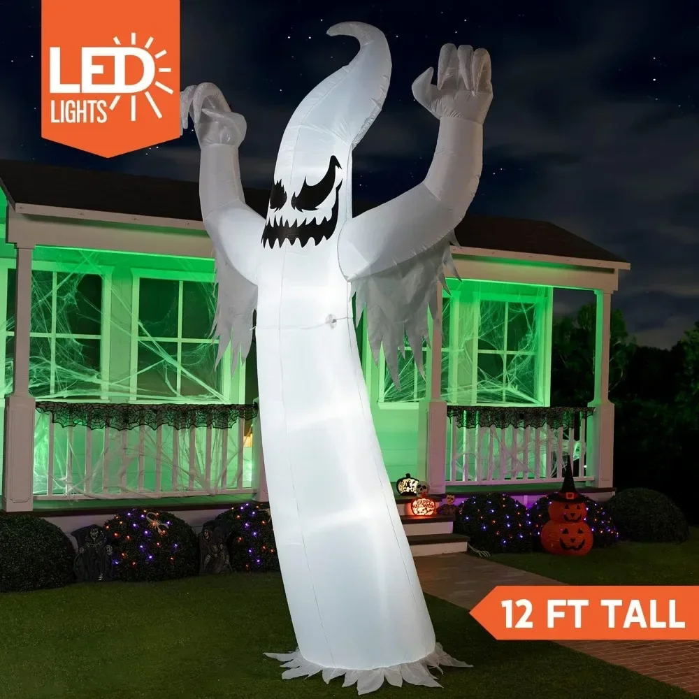 12 FT Tall Halloween Inflatables Ghost Outdoor Decorations, Inflatable Halloween Yard Decorations, Blow Up Ghost Halloween Decor