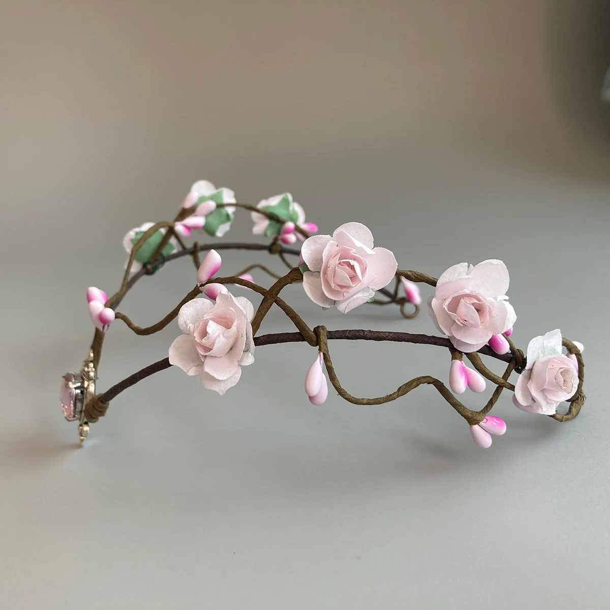 Blush Elven Tiara, Woodland Flower Tiara, Fairy Floral Crown, Elf Headpiece, Elvish Tiara, Elven Diadem wedding accessories Gift