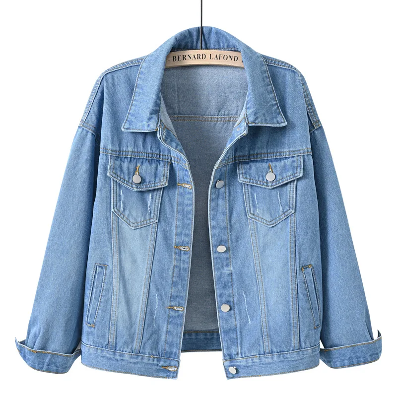 Women\'s Denim Jacket Spring Autumn Short Coat Pink Jean Jackets Casual Tops Purple Yellow White Loose Tops Lady Outerwear Jacket