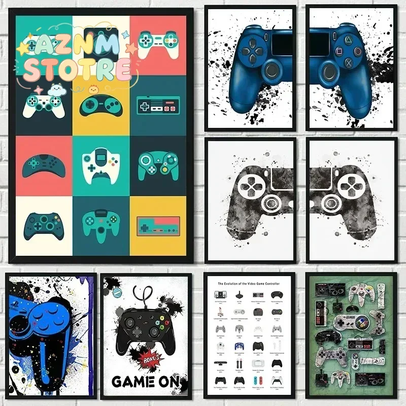 Canvas Painting Wall Art Print Picture Modern Video Game Controllers Poster Handheld Game Console Gamepad Gamer Room Home Dec