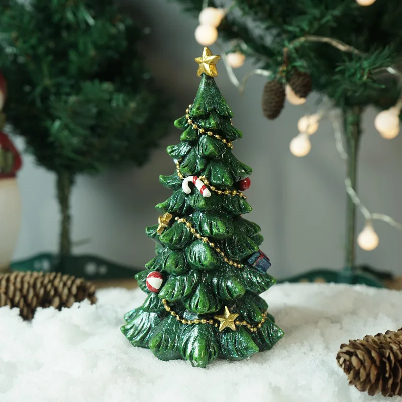 

Mini Christmas Tree Decoration Home Room Resin Crafts Decoration Creative Christmas Gifts