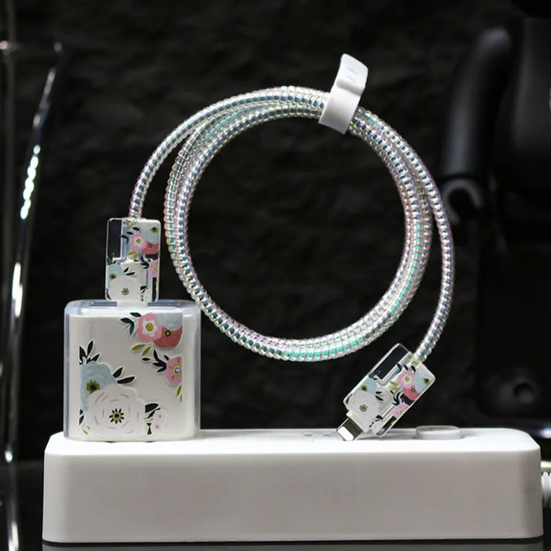 Flower Heart Charger Protector For Apple 18W/20W Charger Adapter Case Cable Wrap Anti-break Cord Cover For iPhone 11 12 13 14