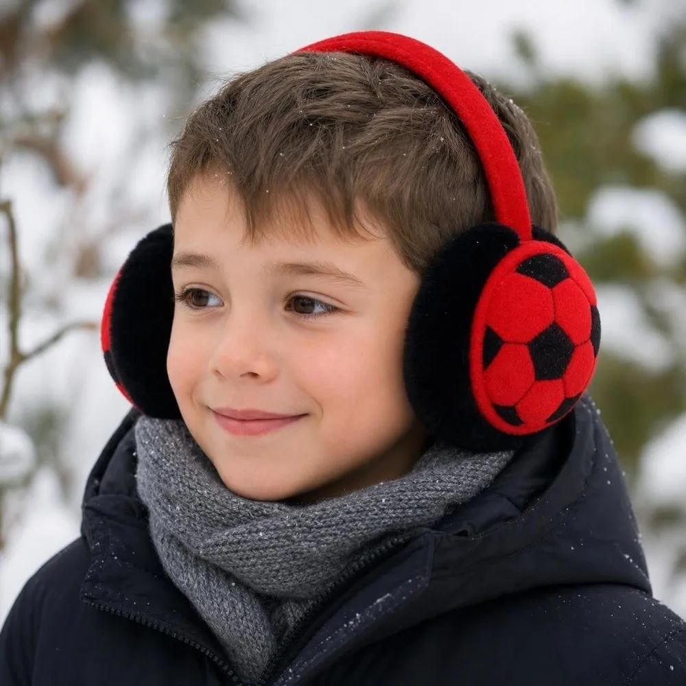 Thickened Football Kids Earmuffs Keep Warm Anti-Freeze Winter Ear Warmer Cold-proof Soft Ear Protection Earmuff Winter Outdoor