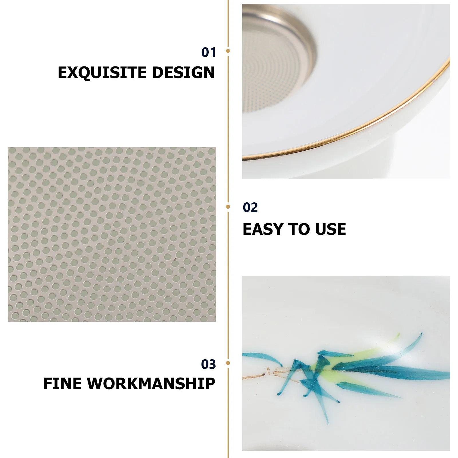 

Ceramic Tea Filter Strainer Style Classic Fine Mesh Infuser Stand Essential Tea Accessories Teapot Filter