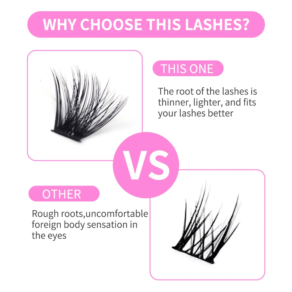 Thinkshow lash clusters kit gato cílios 640 pçs com lash bond & selo cluster extensões de cílios clusters kit diy em casa