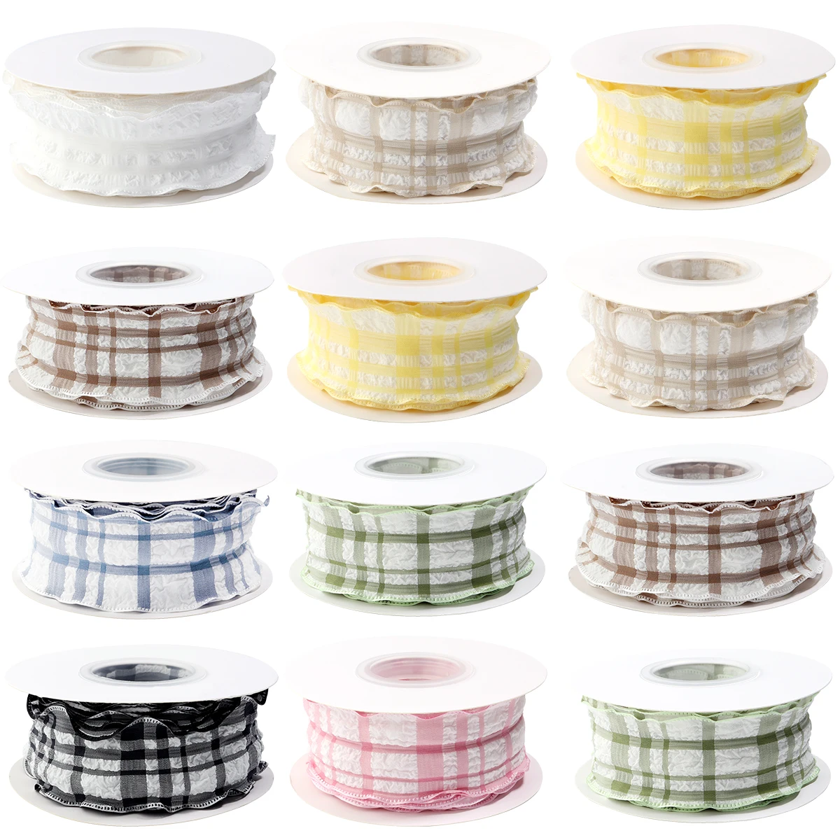5yards Polyester Wired Edge Ribbons Bubble Grid Crinkle Ribbon for Crafts Supply Clothing Bouquet Decorate DIY Gift Packaging