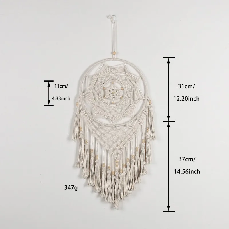 Nordic Ins Style Handwoven Wall Hanging Living Room Bedroom Fringe Decor Bohemian Star Shape Tapestry Cotton Hanging Decoration