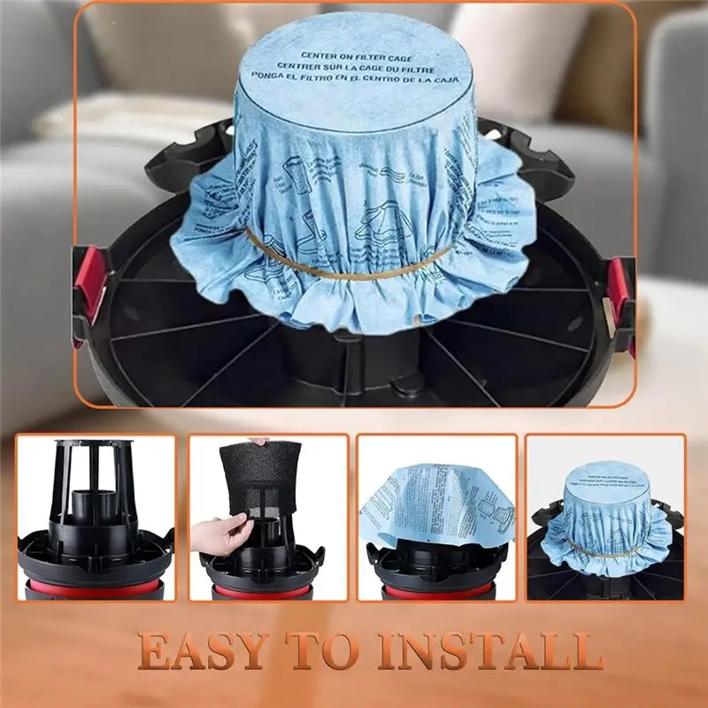 B59B 6 Pack Dry Paper Disc Filters 90107 with Retaining Bands for Shop Vac 5 Gallon and Above Foam Sleeve Replacement