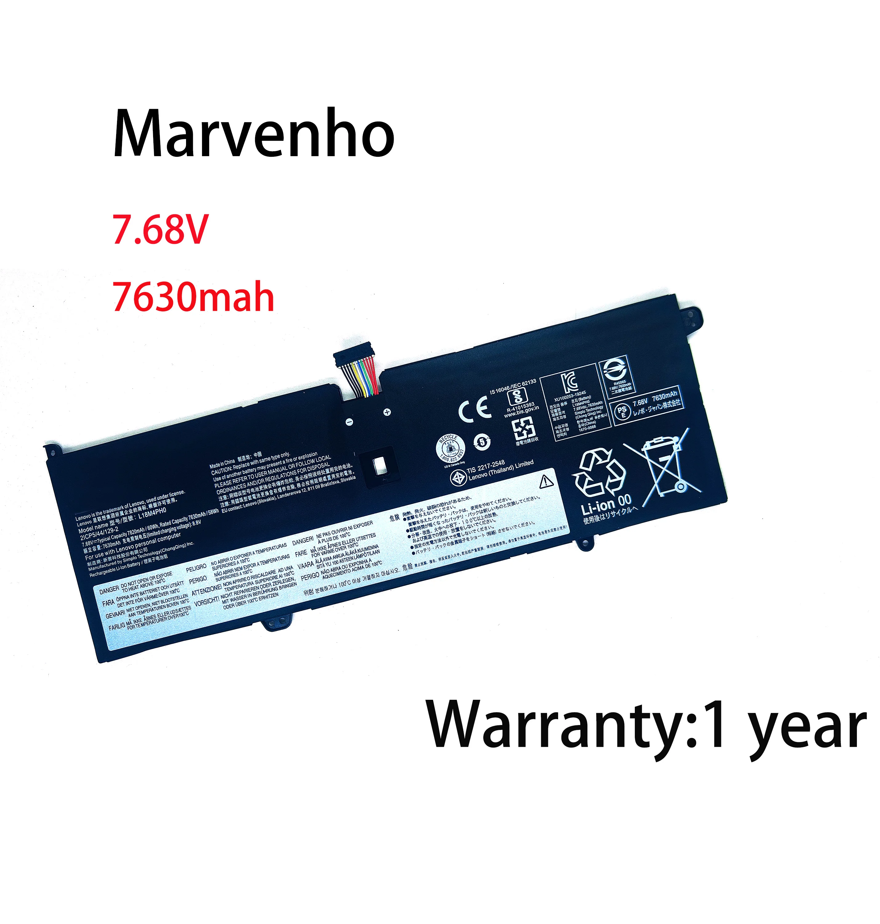 Marvenho New 7.68V 7630mAh 58WH  L18M4PH0 L18C4PH0  Laptop Battery for Lenovo Yoga C940 C940-14IIL C940 SP/A