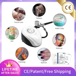 Aerógrafo de vapor Facial con compresor, PISTOLA DE PULVERIZACIÓN para belleza Facial, arte de uñas, tatuaje, artesanía, pintura de pastel, limpieza de la piel, hidratante