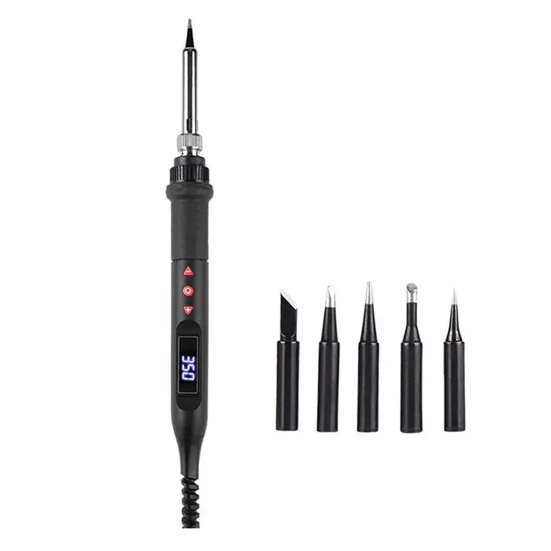 Feb.80W Soldering Iron Kit Adjustable Temperature LCD Screen Soldering Welding Tool Soldering Iron Tip Tweezers EU Plug