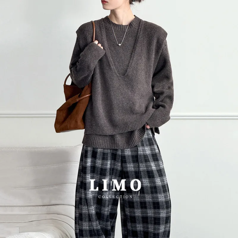 

LIMO Trendy Y2K Knit Sweater Vest Two Piece Set for Women Fall Winter 2025 Casual Warm Streetwear Autumn Outfits