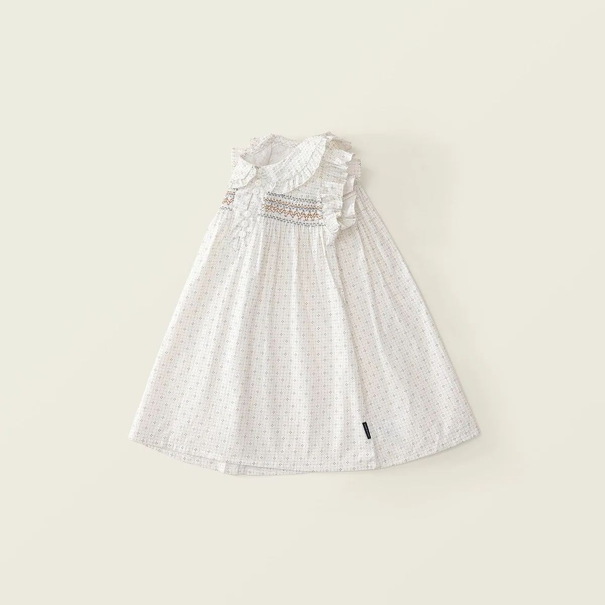 Baby Girls' Summer Little Flying Sleeve Dress 2026 New Children's French Countryside Style Flip Collar Princess Dress