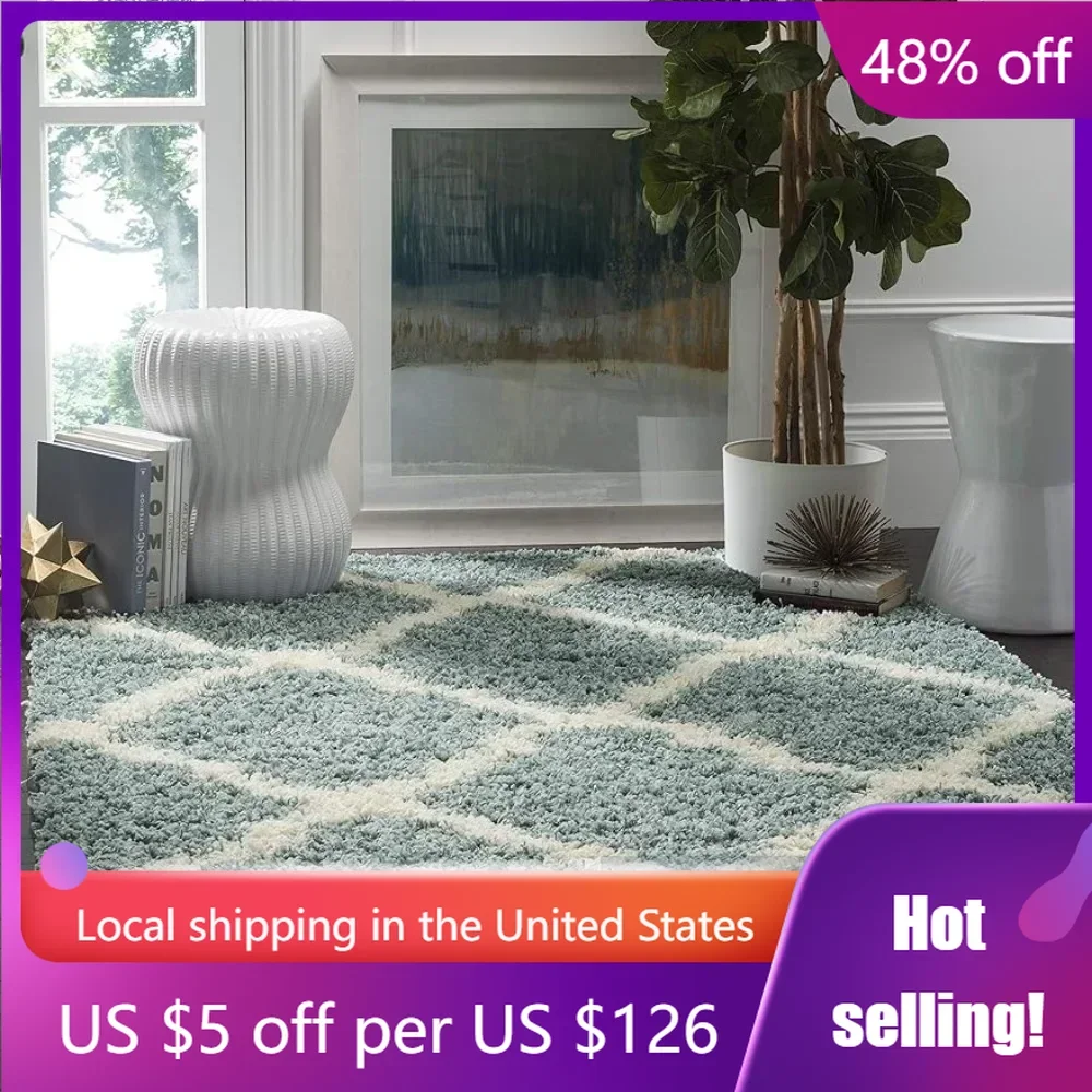 

Seafoam & Ivory Floor Mats Non-Shedding & Easy Care Living Room Sofa Area Rug - 10' X 14' Bedroom Carpet for Rooms Freight free