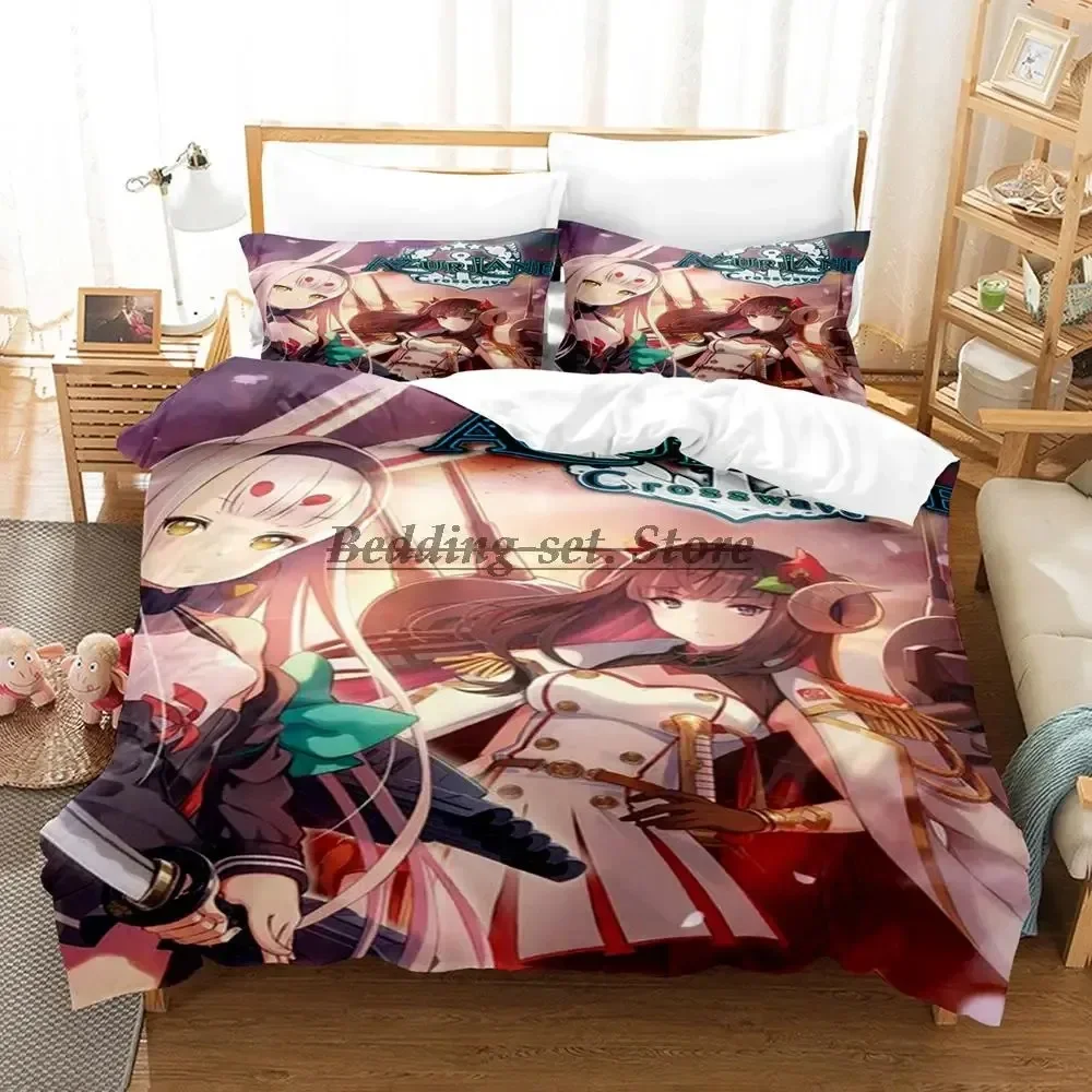 

2023 Azur Lane Bedding Set Single Twin Full Queen King Size Bed Set Aldult Kid Bedroom Duvetcover Sets 3D Anime Bed Sheet Set