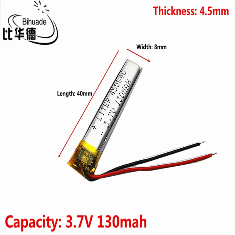 Liter energy battery 3.7V 130mah 450840 Lithium Polymer LiPo Rechargeable Battery For LED GPS DVD MP5 Watch battery