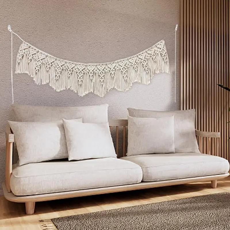 Macrame Wall Hanging Tapestry Hand Woven Macrame Tapestry Boho Decor Modern Boho Tapestry Wall Decor Macrame Banner Garland