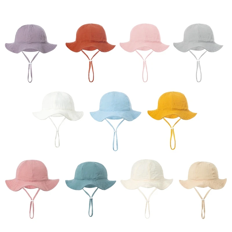 

Summer Cotton New Baby Basin Hat Children Infants Sweet Printed Fisherman Hats Solid Color Cute Sun Cap For 0-1 Years Girls