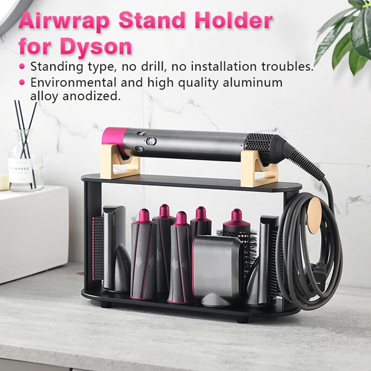 Hair Dryer Shelf Storage Stand Hair Curling Hair Curling Bracket Airwrap Storage Rack Bathroom Shelf Organizer Household Items