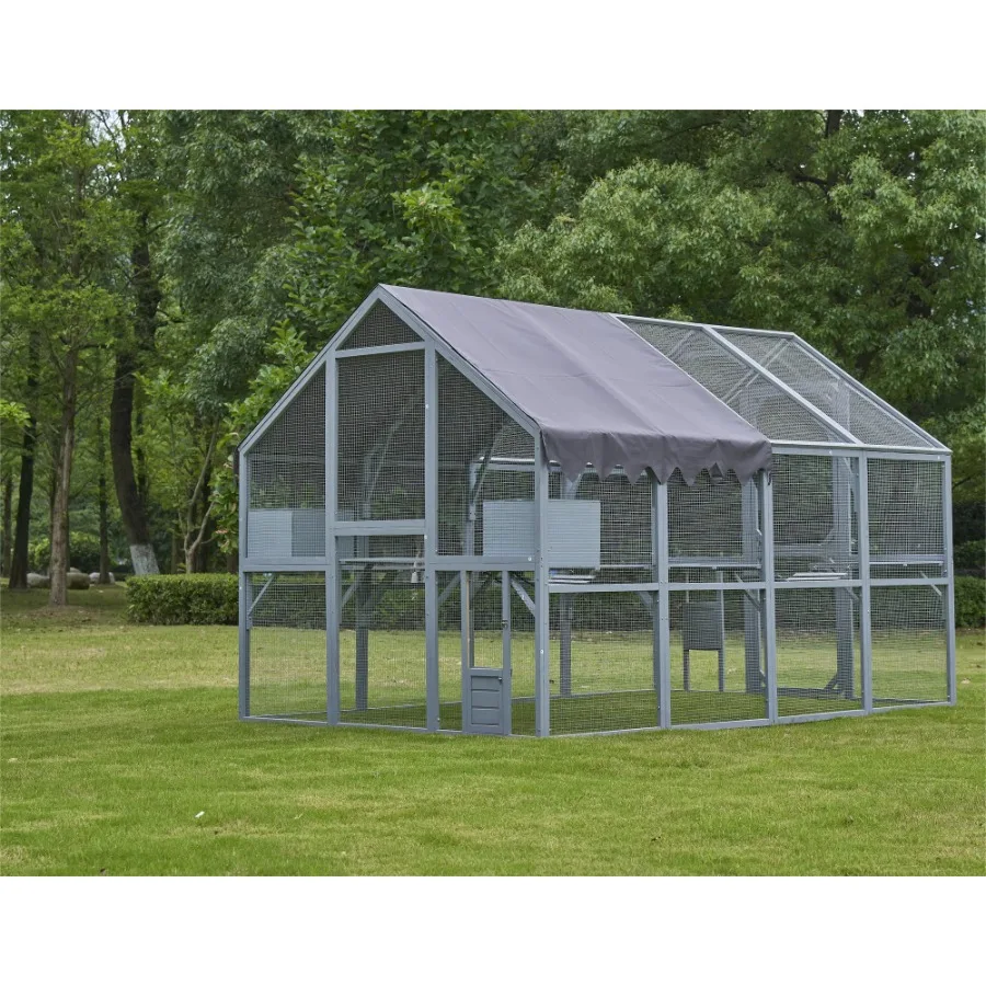 

Outdoor Cat House Enclosures 110" Large Kitten Playpen with Platforms Upgrade Waterproof Cover