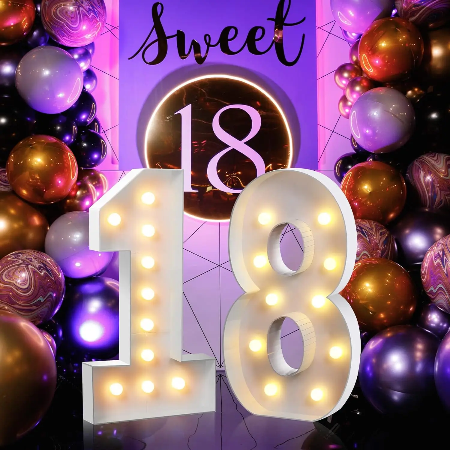 4FT DIY Marquee Light Up Numbers for Daughter\'s Birthday Decor Mosaic Numbers for Wedding Christmas Gift Foam Board Kit