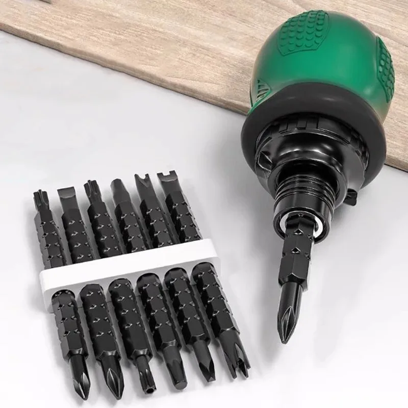 Tucsen Telescopic Dual Use Ratchet Screwdriver Kit Portable Magnetic Short Handle Home Repair Hand Tool