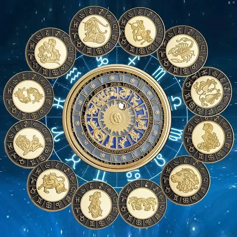 Saint Seiya Myth Cloth EX moneda conmemorativa del zodiaco, caballeros del zodiaco, moneda de oro de la suerte, figura de regalo de cumpleaños, Escena de modelo de Anime