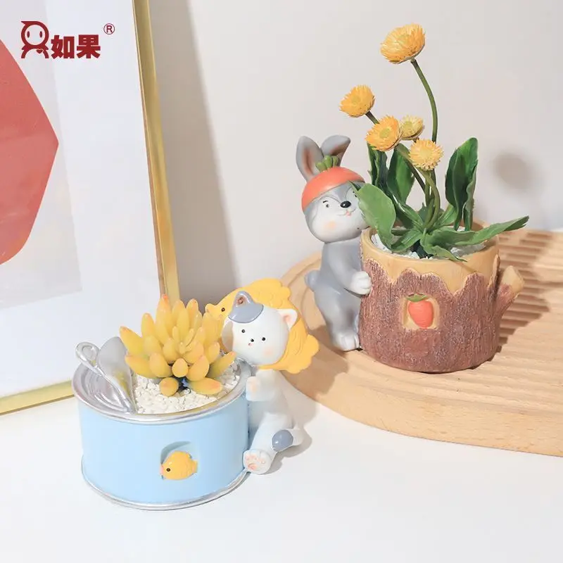 Small Harvest Cartoon Animal Succulent Pot Plant Bonsai Balcony Decoration Landscape Landscaping Desktop Pen Holder Ornament