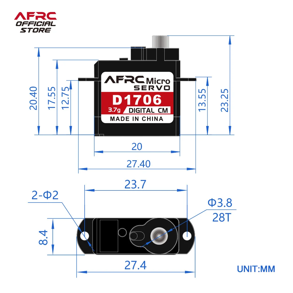 AFRC-D1706 3.7g 4PCS Micro Digital Servo Mini JST and JR Connector For RC plane car toys Model is special DIY assembly upgrading