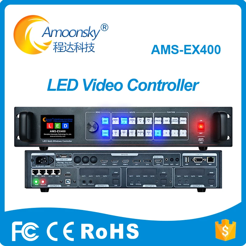 

AMS-EX400 LED Multi Video Controller with Novastar MSD600 Sending Card for LED Screen Video Wall Display Video Processor