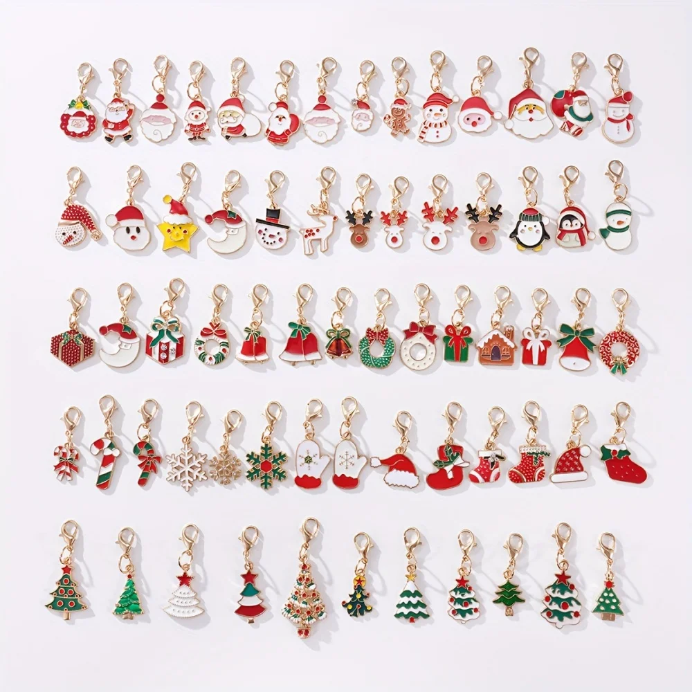 30pcs Random Mixed Christmas Keychains - Santa, Tree, Reindeer & Snowflake Bag Decorations, Festive Accessories & Party Favors