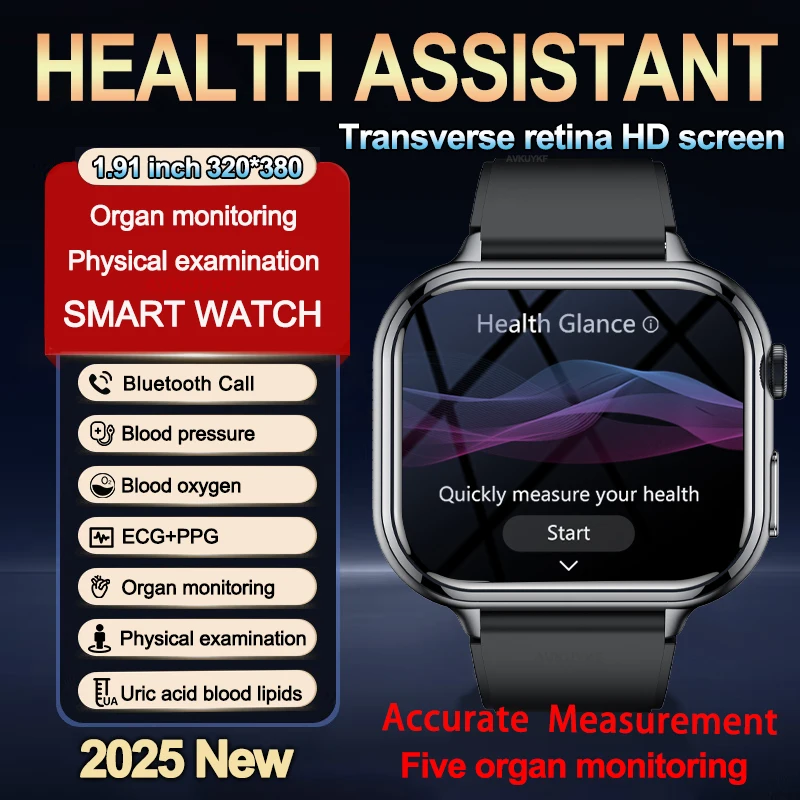 

Умные часы для мужчин с ИИ-диагностикой уровня здоровья: ЭКГ+PPG, измерение пульса, уровня мочевой кислоты, липидов крови, функция обнаружения патологий пяти органов, HD-звонки, браслет для контроля здоровья