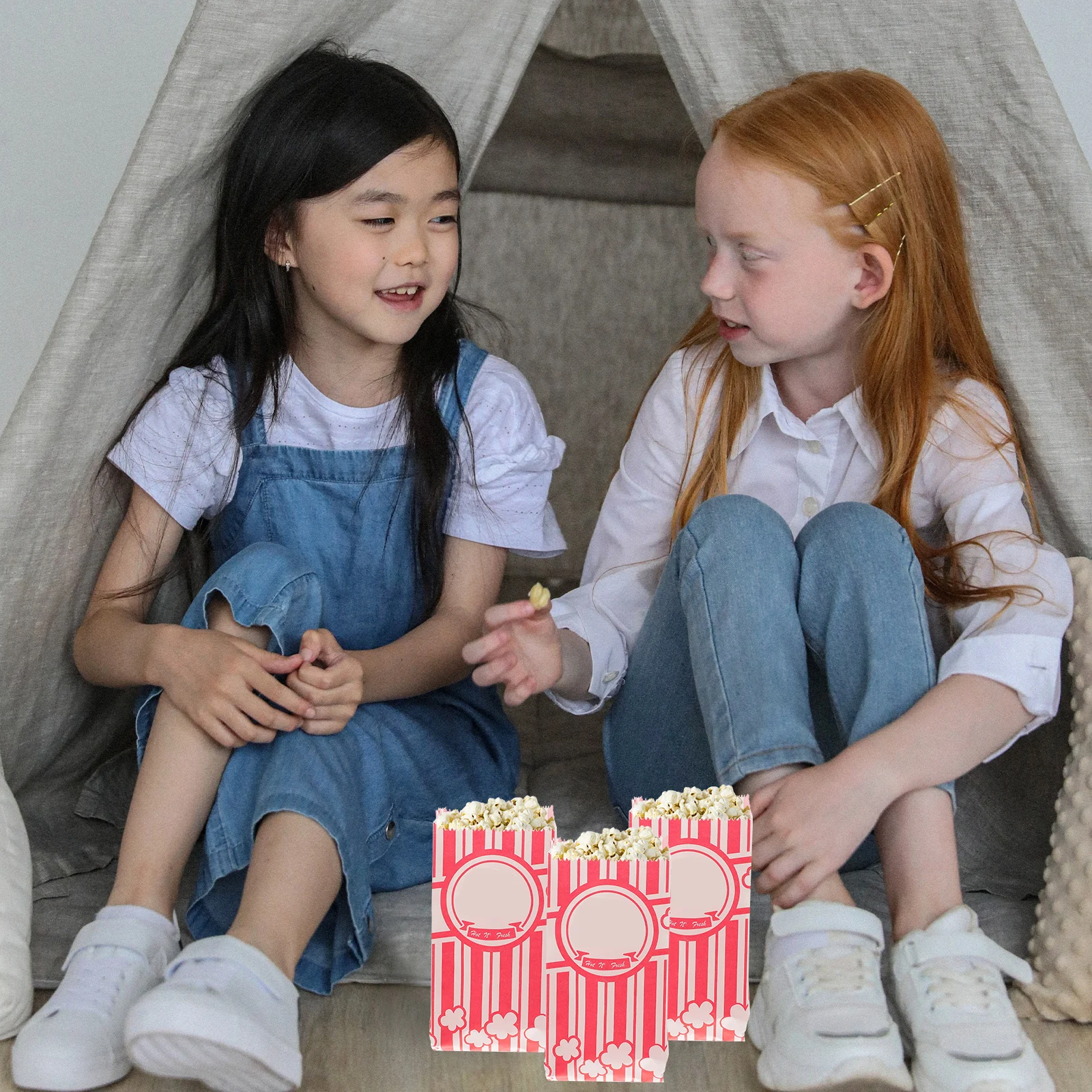 

50pcs Greaseproof Bags 90x60x210mm Food Containers Popcorn Snack Party Treat Bags Storage Portable Popcorn Holder BagsReusable