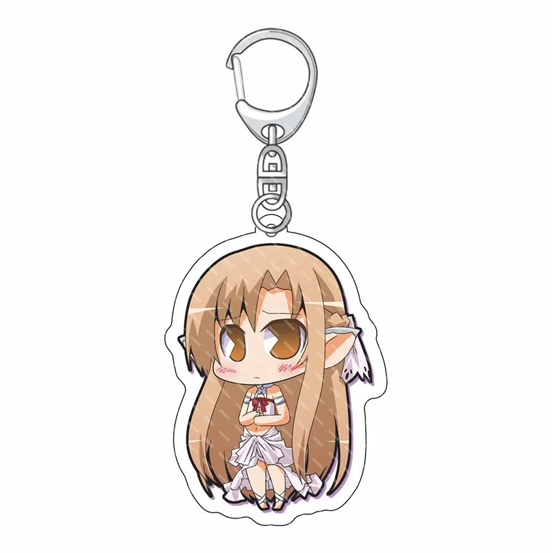 6cm Kirigaya Kazuto Fashion Jewelry Kawaii Cartoon Character Key Chain Yuuki Asuna Double-sided Acrylic High Quality Lightweight