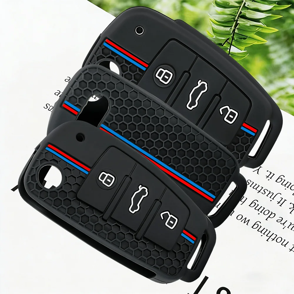 New 3 Button for Audi A4 B7 A6 C6 4f 8v A3 8p A1 A3 Silicone Key Case Cover Shell Accessories Auto Remote Key Holder Jacket