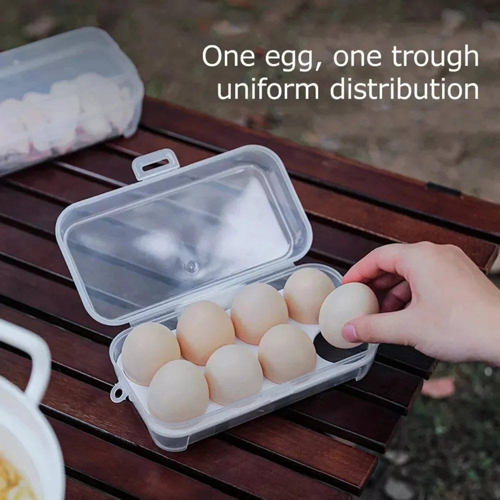 

3/4/8 Grids Portable Egg Box Outdoor Transparent Egg Organizer Box For Camping Picnic Barbecue Practical Outdoor Accessories 1pc