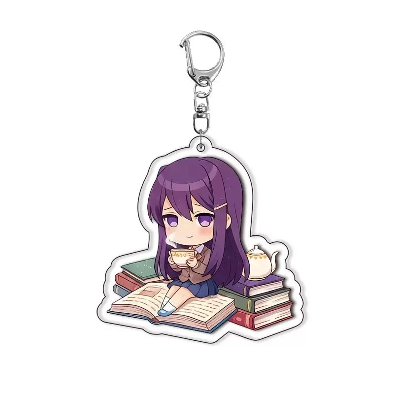Sayori Yuri Monika Natsuki Q style 5cm Acrylic Keychain Character Bag Pendant Collectible Present For Hobby Game Collectors