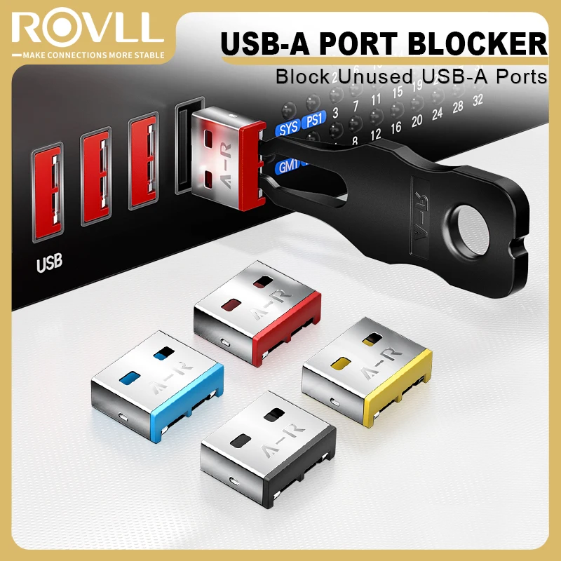 ROVLL USB Security Insert Lock Detachable Carbon Steel USB Dust Plug USB Port Blocker for Computers And Laptops